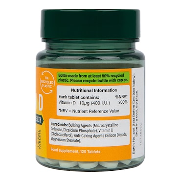 Holland & Barrett Vitamin D3 400 I.U. 10ug 120 Tablets image 3