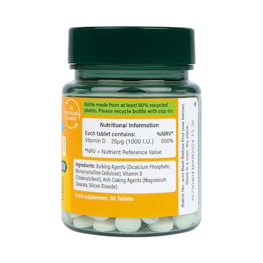 Holland & Barrett Vitamin D 1000 I.U. 25ug 90 Tablets image 3