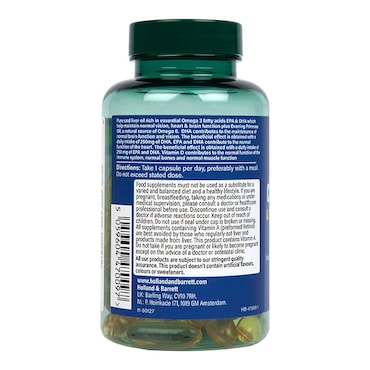 Holland & Barrett Pure Cod Liver Oil with Evening Primrose Oil 500mg 60 Capsules image 2