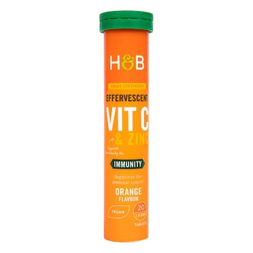Holland & Barrett High Strength Effervescent Vit C & Zinc Orange Flavour 20 Tablets image 1