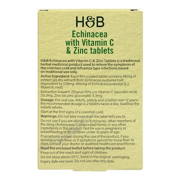 Holland & Barrett Echinacea with Vitamin C & Zinc 60 Tablets image 2