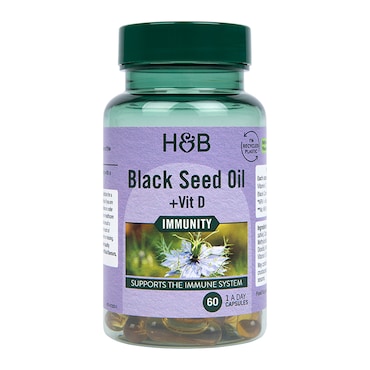 Holland & Barrett Black Seed Oil +Vit D 60 Capsules image 1