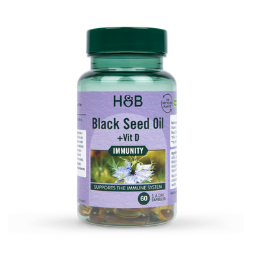 Holland & Barrett Black Seed Oil +Vit D 60 Capsules