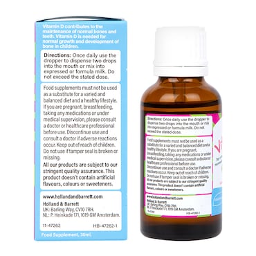 Holland and Barrett Baby Vitamin D3  30ml Liquid image 2