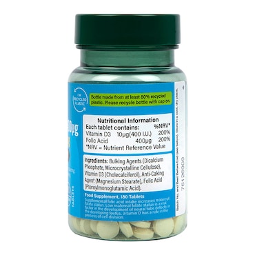 Holland & Barrett Folic Acid & Vitamin D3 180 Tablets image 2