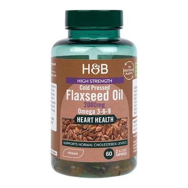 Holland & Barrett Vegan High Strength Flaxseed Triple Omega 3-6-9 Oil 60 Capsules image 1