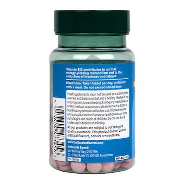Holland & Barrett High Strength Slow Release Vitamin B12 1000ug 180 Tablets image 2