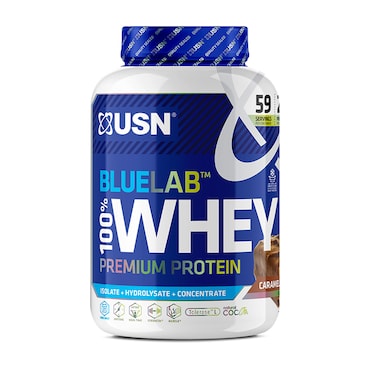 USN Blue Lab Whey Premium Protein Powder Chocolate Caramel 2kg image 1