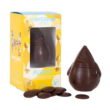 Montezumas Vegan Easter Dark Chocolate Plucky Chick with Buttons 100g image 1