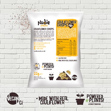 Nudie Snacks Cauliflower Crisps Vegan Cheese & Caramelised Onion 22g image 2