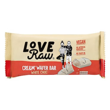 Love Raw 2 Vegan White Chocolate Cre&m Wafer Bars 44g image 1