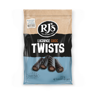 RJs Licorice Choc Twists 280g
