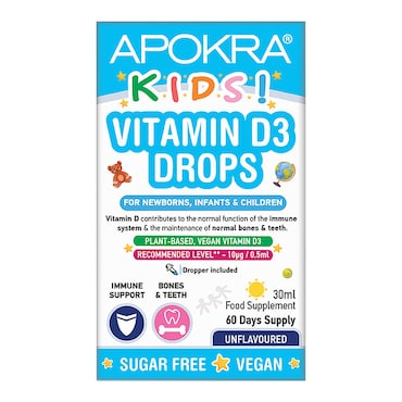 APOKRA Kids Vegan Vitamin D3 Drops 30ml image 1