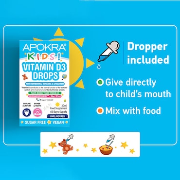 APOKRA Kids Vegan Vitamin D3 Drops 30ml image 2