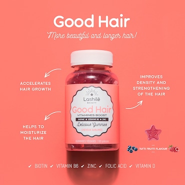 Lashilé Beauty Good Hair Vitamins Boost Sublime Hair Tutti Frutti Flavour 60 Vegan Gummies image 4