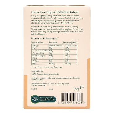 Holland & Barrett Organic Puffed Buckwheat 150g image 2