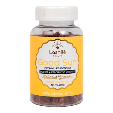 Lashilé Beauty Good Sun Vitamins Boost Peach Flavour 60 Vegan Gummies image 1