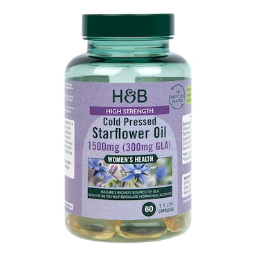 Holland & Barrett High Strength Cold Pressed Starflower Oil 1500mg 60 Capsules image 1