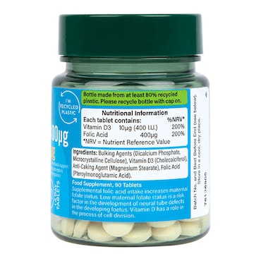 Holland & Barrett Folic Acid & Vitamin D3 90 Tablets image 2