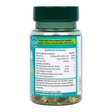 Holland & Barrett Vitamin A 3330IU + Vit D & Cod Liver Oil 90 Capsules image 2