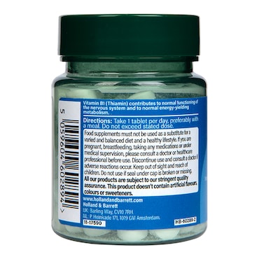 Holland & Barrett Vitamin B1 + Thiamine 100mg 120 Tablets image 2