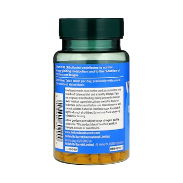 Holland & Barrett Vitamin B2 + Riboflavin 100mg 120 Tablets image 3