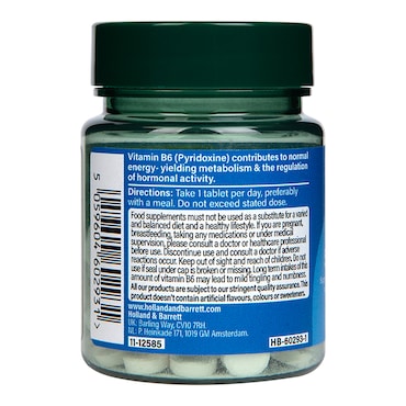 Holland & Barrett Vitamin B6 + Pyridoxine 50mg 120 Tablets image 2