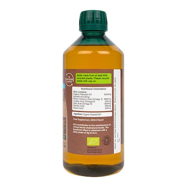 Holland & Barrett Vegan Super Strength Flaxseed Triple Omega 3-6-9 Oil 4660mg 500ml Liquid image 2