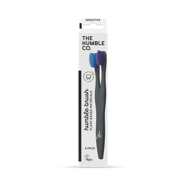 Humble Plant Based Sensitive Toothbrush - Pack of 2 (Blue/Purple or Black/White)