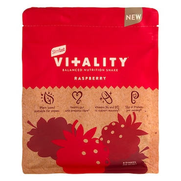 SlimFast Vitality Balanced Nutrition Shake Raspberry 480g image 1