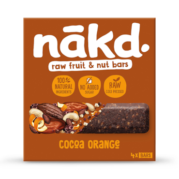 Nakd Raw Fruit & Nut Cocoa Orange Bars 4 x 35g