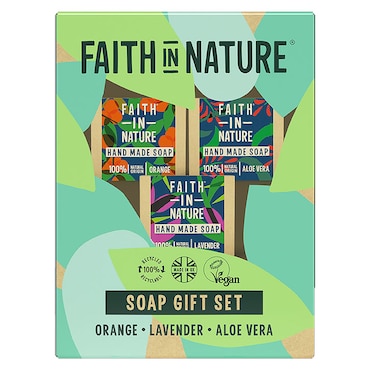 Faith In Nature Soap Gift Set - Orange, Lavender & Aloe Vera 3 x 100g image 1