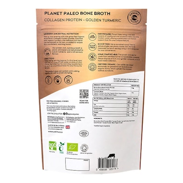 Planet Paleo Organic Bone Broth Collagen Protein 225g - Golden Turmeric image 2