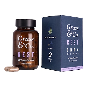 Grass & Co. REST 300mg CBD+ with Lavender 30 Vegan Capsules image 1