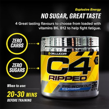Cellucor C4 Ripped Pre-Workout Icy Blue Raspberry 165g image 4