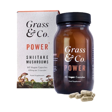 Grass & Co. POWER Shiitake Mushrooms with Holy Basil + Iron 60 Vegan Capsules image 1