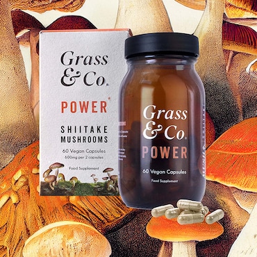 Grass & Co. POWER Shiitake Mushrooms with Holy Basil + Iron 60 Vegan Capsules image 3