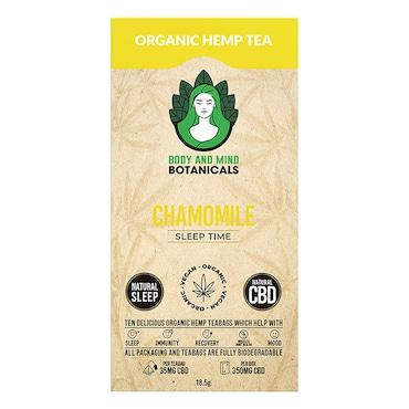 Body & Mind Botanicals CBD Hemp Tea Chamomile 10 Tea Bags image 1
