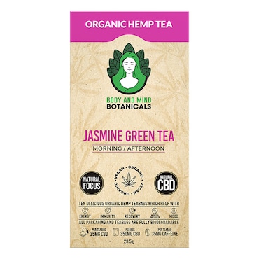 Body & Mind Botanicals CBD Hemp Tea Jasmine 10 Tea Bags image 1