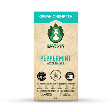 Body & Mind Botanicals CBD Hemp Tea Peppermint 10 Tea Bags