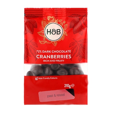 Holland & Barrett Dark Chocolate Cranberries 210g image 1