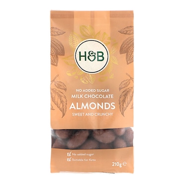 Holland & Barrett No Added Sugar Milk Chocolate Almonds 210g image 1