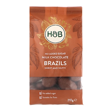 Holland & Barrett No Added Sugar Milk Chocolate Brazil Nuts 210g image 1