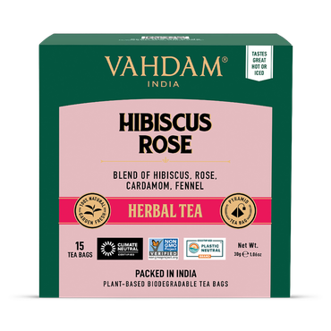 Vahdam Teas Hibiscus Rose Herbal Tea (15 Tea Bags)