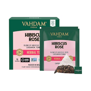 Vahdam Teas Hibiscus Rose Herbal Tea (15 Tea Bags) image 2