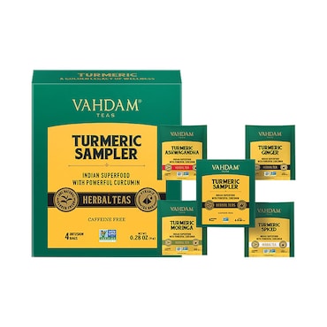 Vahdam Turmeric Tea Variety Pack (4 Tea Bags) image 1