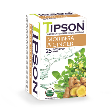 Tipson Organic Infusion Moringa Ginger (25 Enveloped Tea Bags)