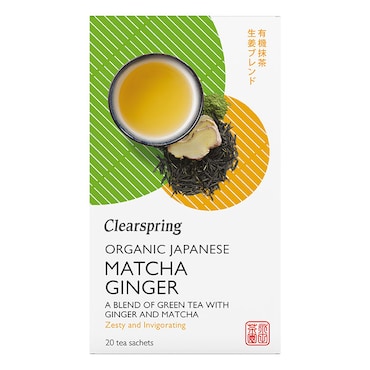 Clearspring Organic Japanese Matcha Ginger, Green Tea 20 Tea Bags image 1
