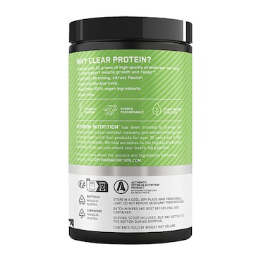 Optimum Nutrition Clear Plant Protein Isolate Lime Sorbet 280g image 3