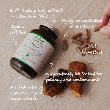 Mindful Extracts Organic Chaga Mushroom 60 Vegan Capsules image 2